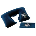 Blue Inflatable Neck Pillow w/ Velour Type Finish